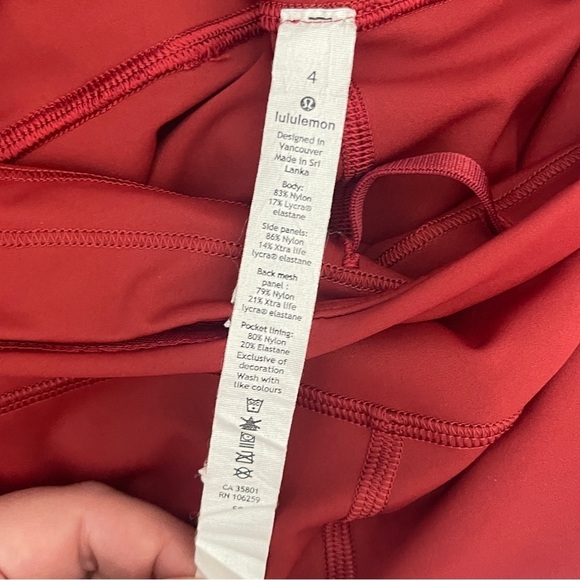 Lululemon Run Smoothly Crop in Dark Sport Red Women's 4 - Picture 5 of 9